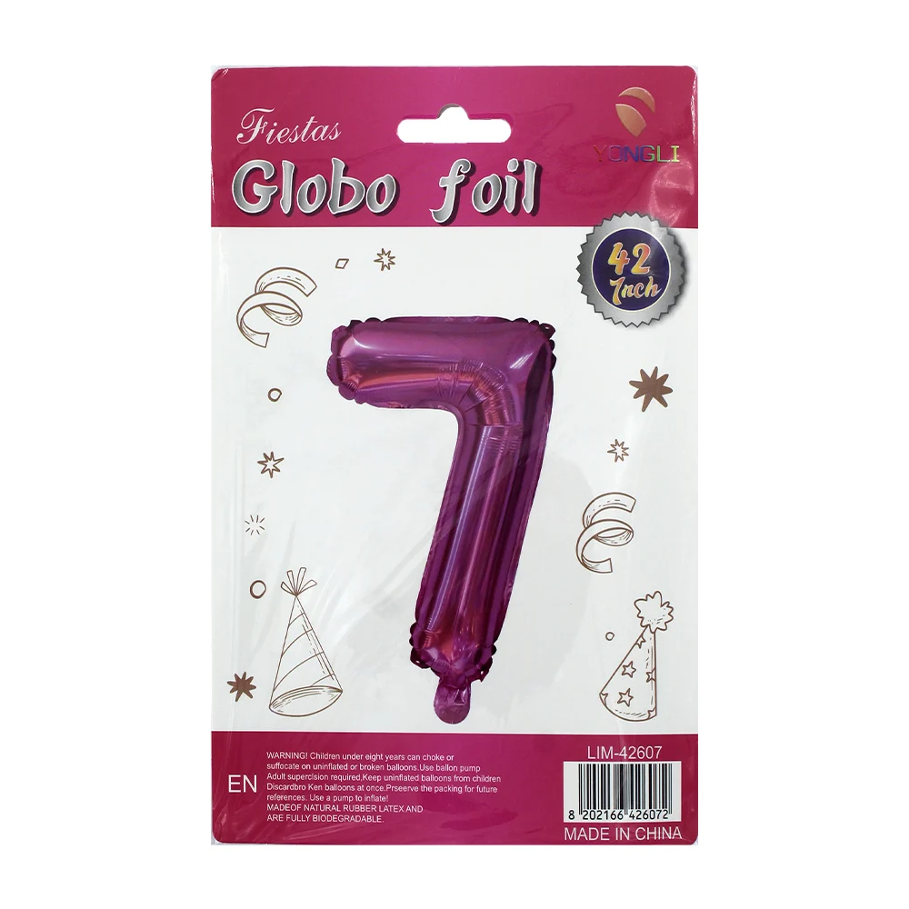 1pza Globo metálico yongli de 42 pulgadas en forma de número, variedad de colores y formas / lim-42607