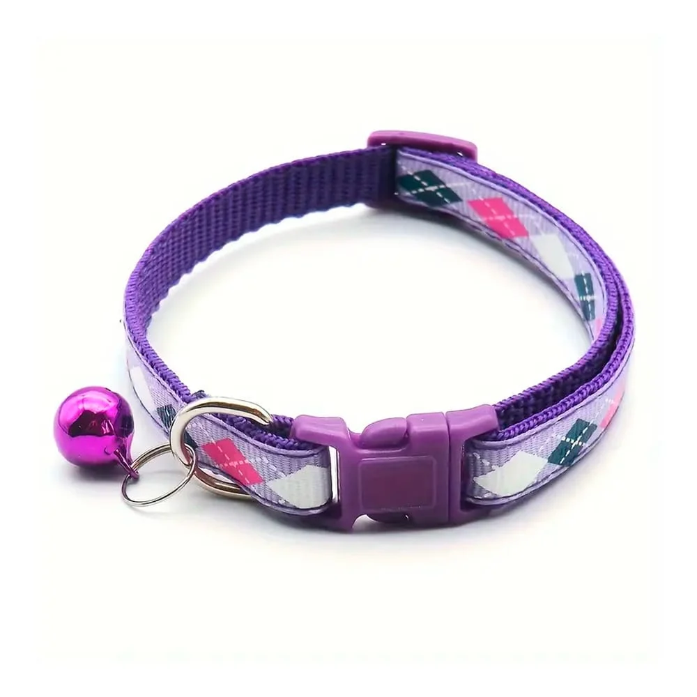 1pza Collar ajustable para mascota de talla pequeña con estampado y cascabel, variedad de modelos y grosor / love