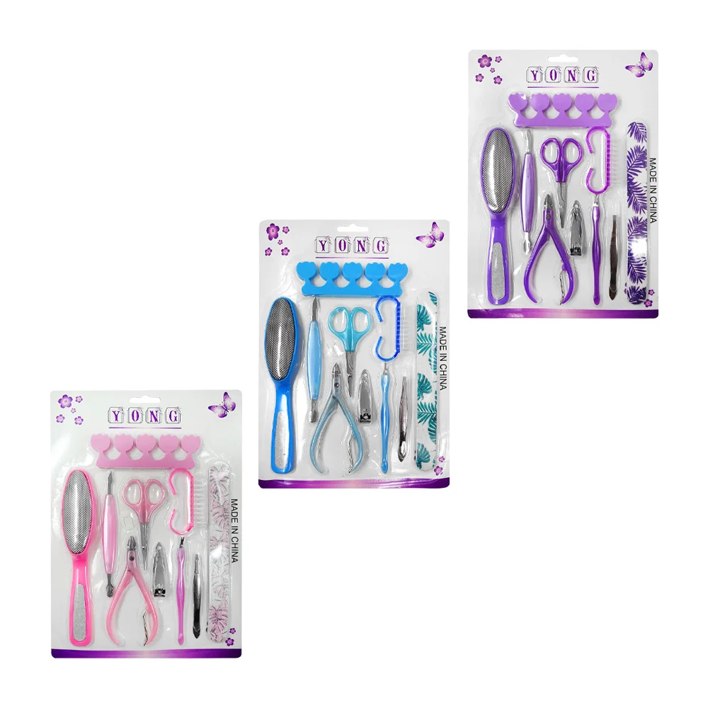Blíster con 10 accesorios para manicura o pedicura, variedad de colores / yong / lin-61-3