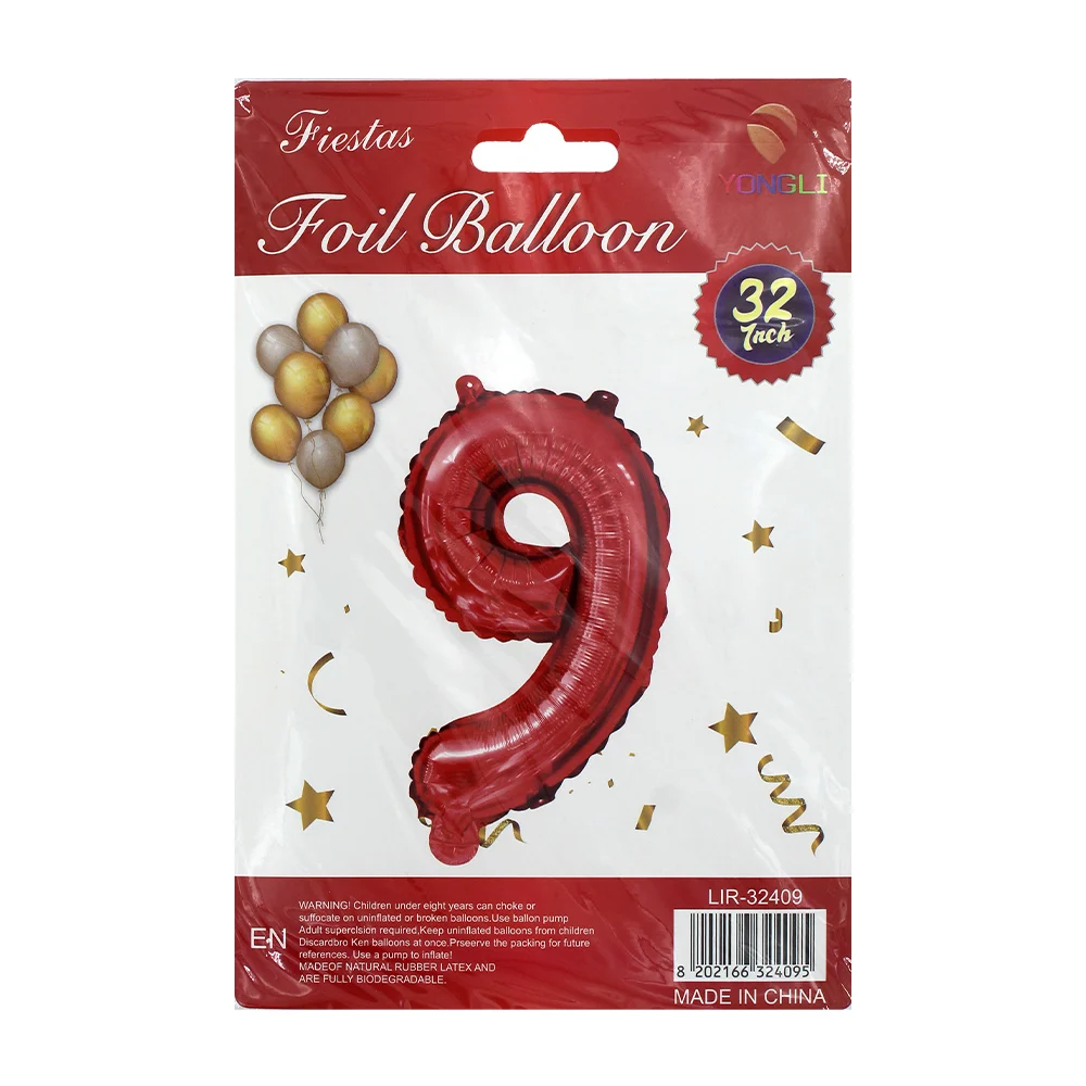 1pza Globo metálico yongli de 32 pulgadas en forma de número, variedad de colores y formas / lir-32409
