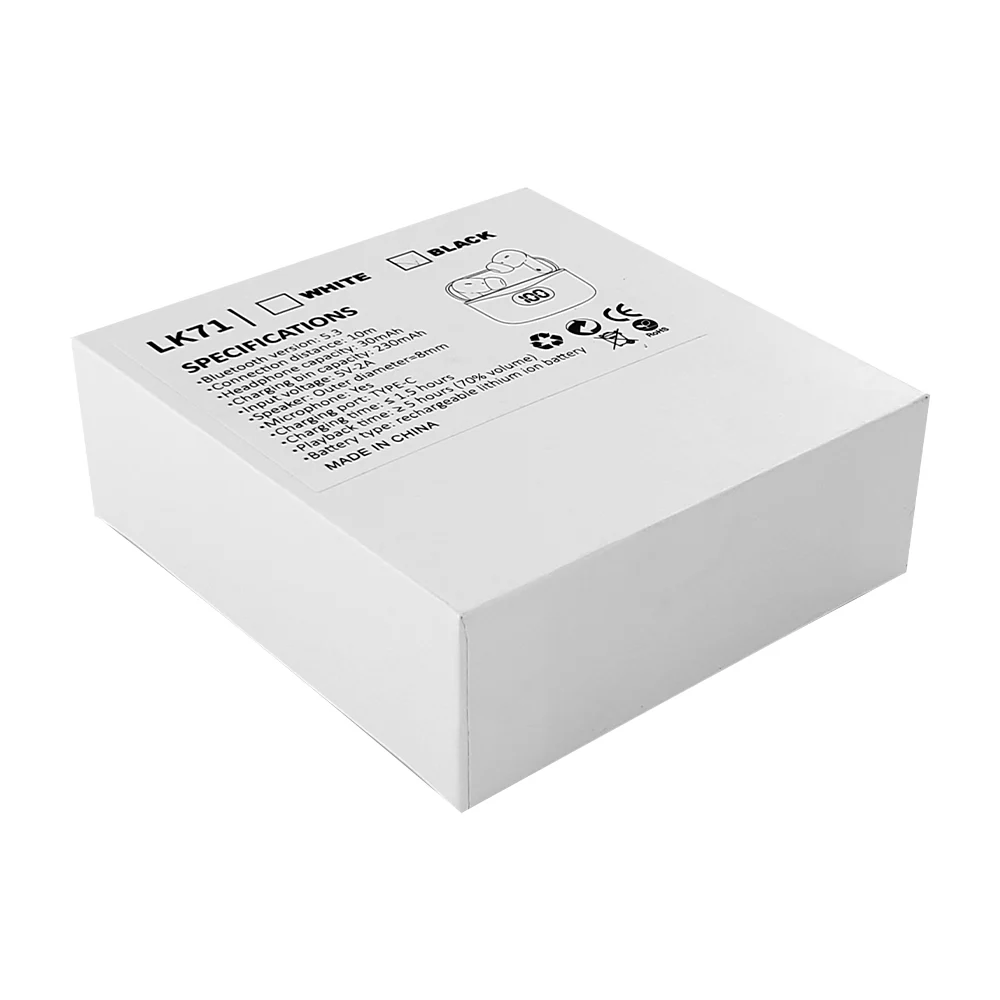 Audífonos inalámbricos tipo earpods con estuche de carga, marcador digital de batería y micrófono, variedad de colores / lk71