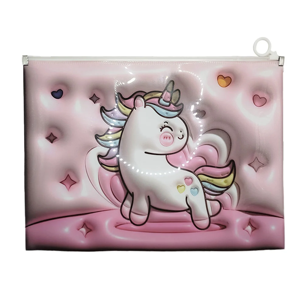 Folder semitransparente con estampado de animales y cierre tipo ziploc