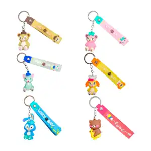 1pza Llavero con diseño de animales kawaii + banda con frase lucky da…