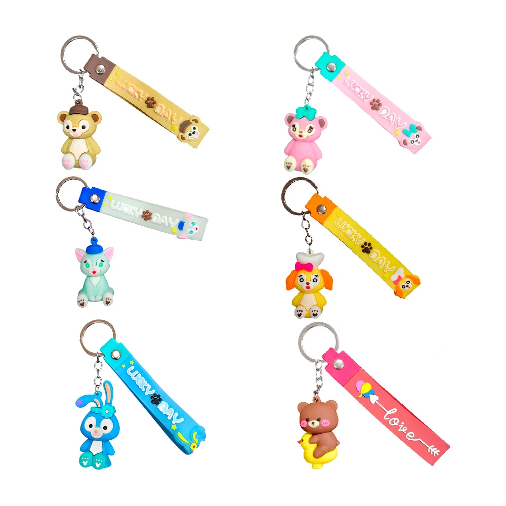 1pza Llavero con diseño de animales kawaii + banda con frase lucky day, variedad de modelos