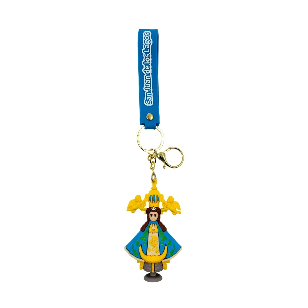 Llavero con diseño virgen de san juan de los lagos + banda con frase, variedad de modelos
