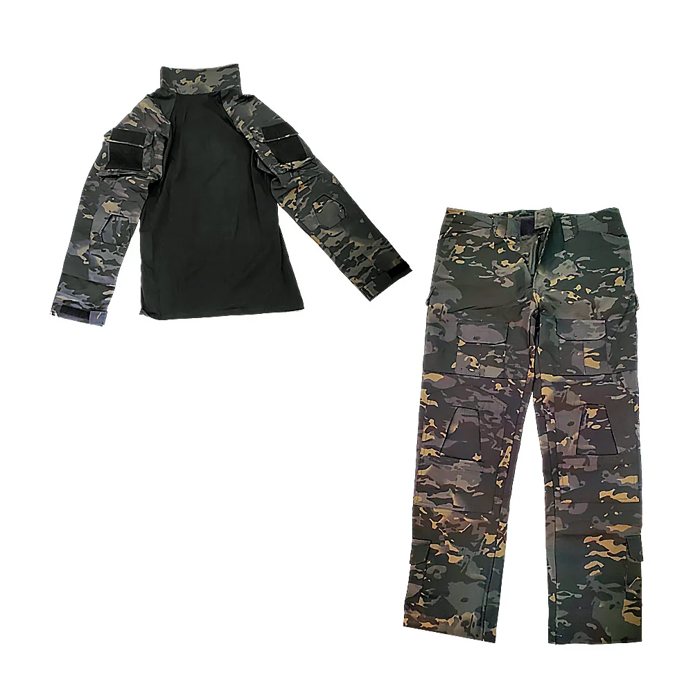 Conjunto táctico militar con playera de manga larga con velcros y 2 bolsillos + pantalón con 10 bolsillos, variedad de tallas / tactical frog suit / body suit / lml-2211