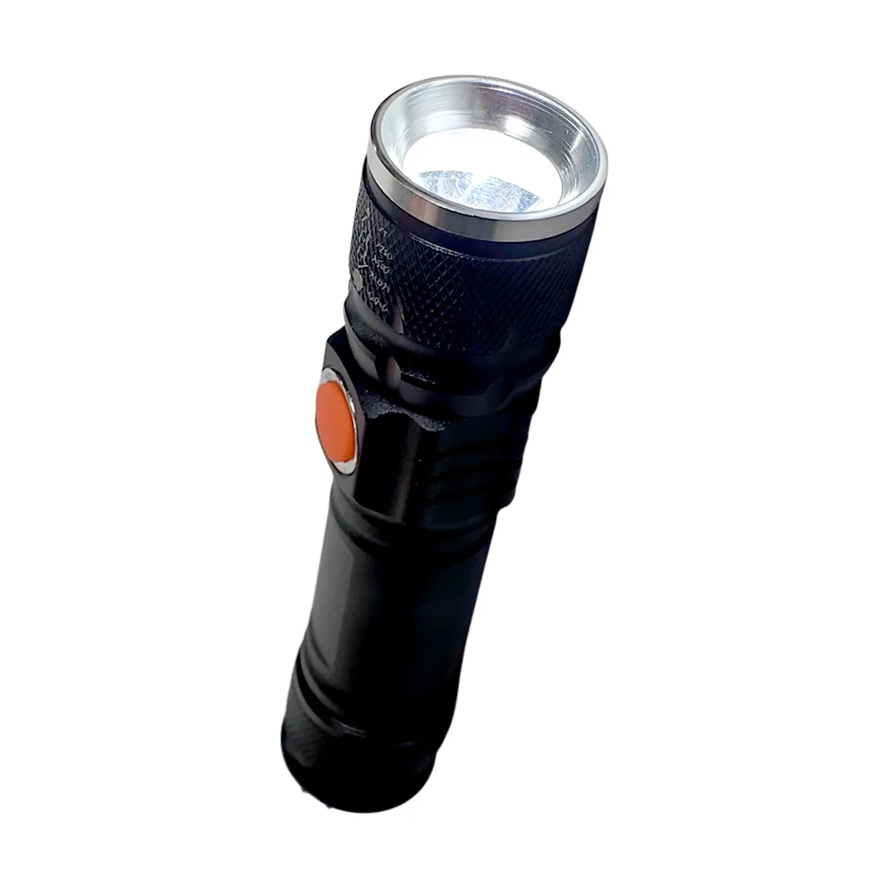 1pza Linterna de mano, cilíndrica, recargable de luz blanca, con 3 modos de iluminación, zoom adaptable y carga usb / lml-511