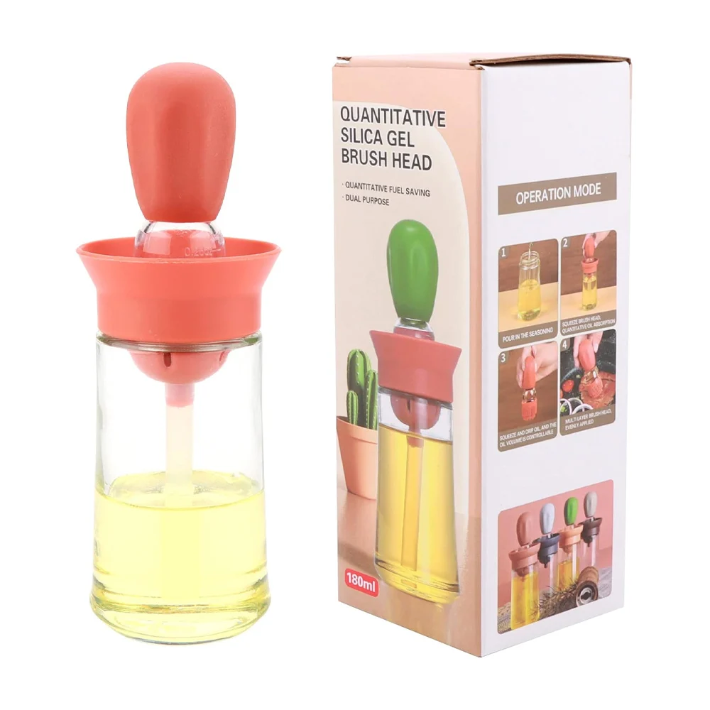 Frasco de cristal con capacidad de 180ml y cepillo dispensador de aceite, variedad de colores / 55-y02 / quantitative silica gel brush head