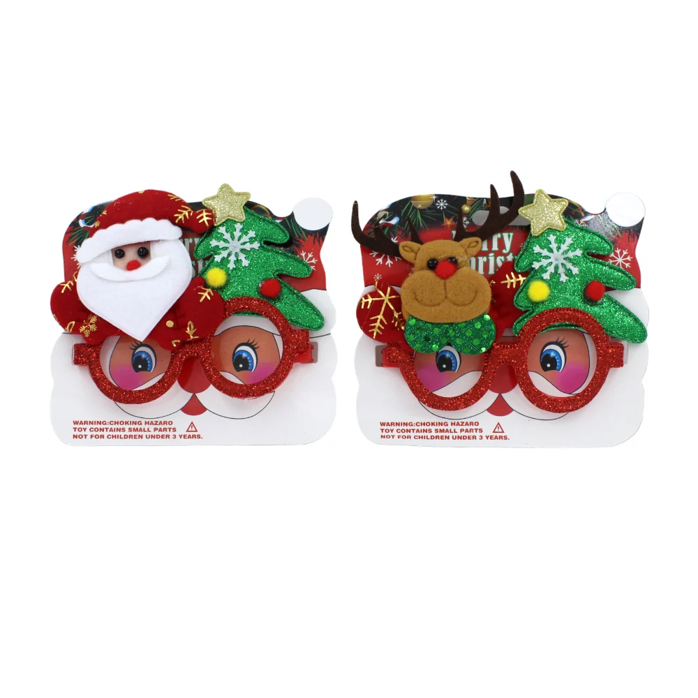1pza Lentes para fiesta navideña con diamantina y decoración de personajes navideños, variedad de modelos / merry christmas