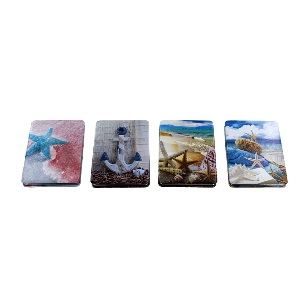 Mini espejo rectangular de bolsillo con estampado de playa, variedad de modelos