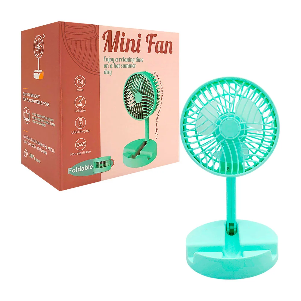 Ventilador portátil recargable chico con 3 aspas, plegable y base para escritorio, variedad de colores / mini fan / ln62-d02
