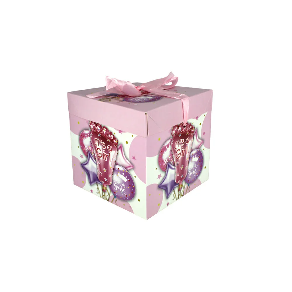 1pza Caja armable con temática de baby shower, 15x15x15cm, variedad de diseños / lpd-318a / X079
