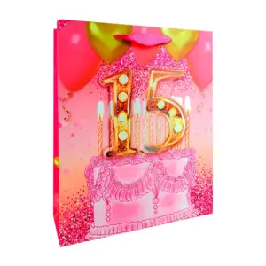 1pza bolsa de regalo 32x26x10cm temática mis xv 15 años con detalles …