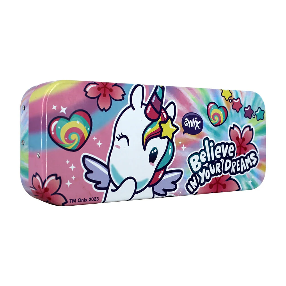 Lapicera metálica tipo escalera de 2 niveles con diseño de unicornio onix / lpe39on