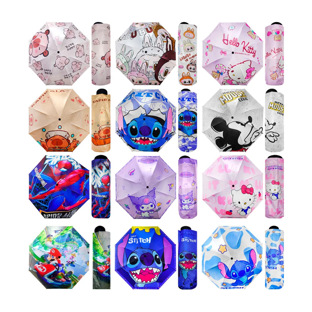 Paraguas / sombrilla de bolsillo con filtro solar y estampado de personajes animados, variedad de modelos / lu1338