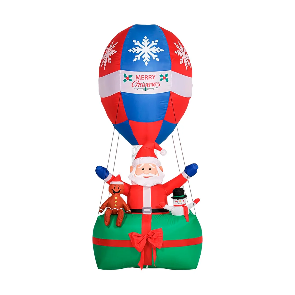Inflable navideño para jardín, en forma de regalo con santa claus, muñeco de nieve, galleta de jengible y globo aerostático / lu3161