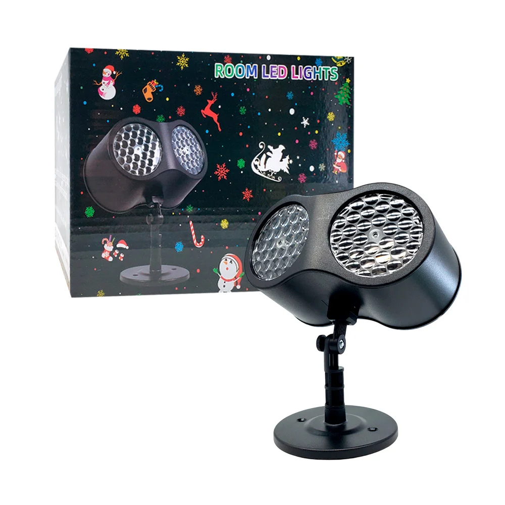 Lámpara proyector de 2 faros tipo láser con figuras navideñas multicolor + soporte para interiores / room led lights / lu3199