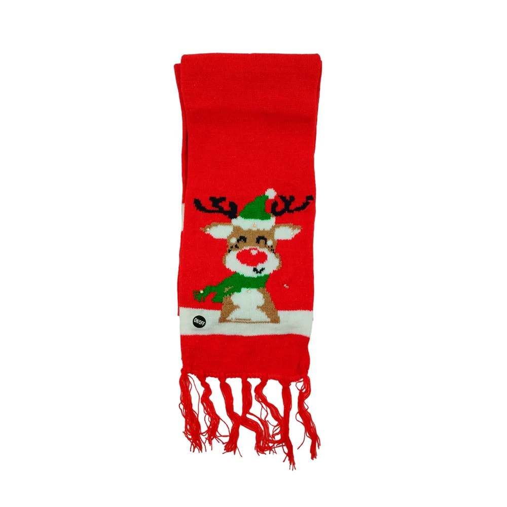 1pza Bufanda tejida con diseño navideño y luces led rgb 110cm, variedad de diseños y colores / zy-scarf115 / yz-121011 / zy-121012 / zy-121014