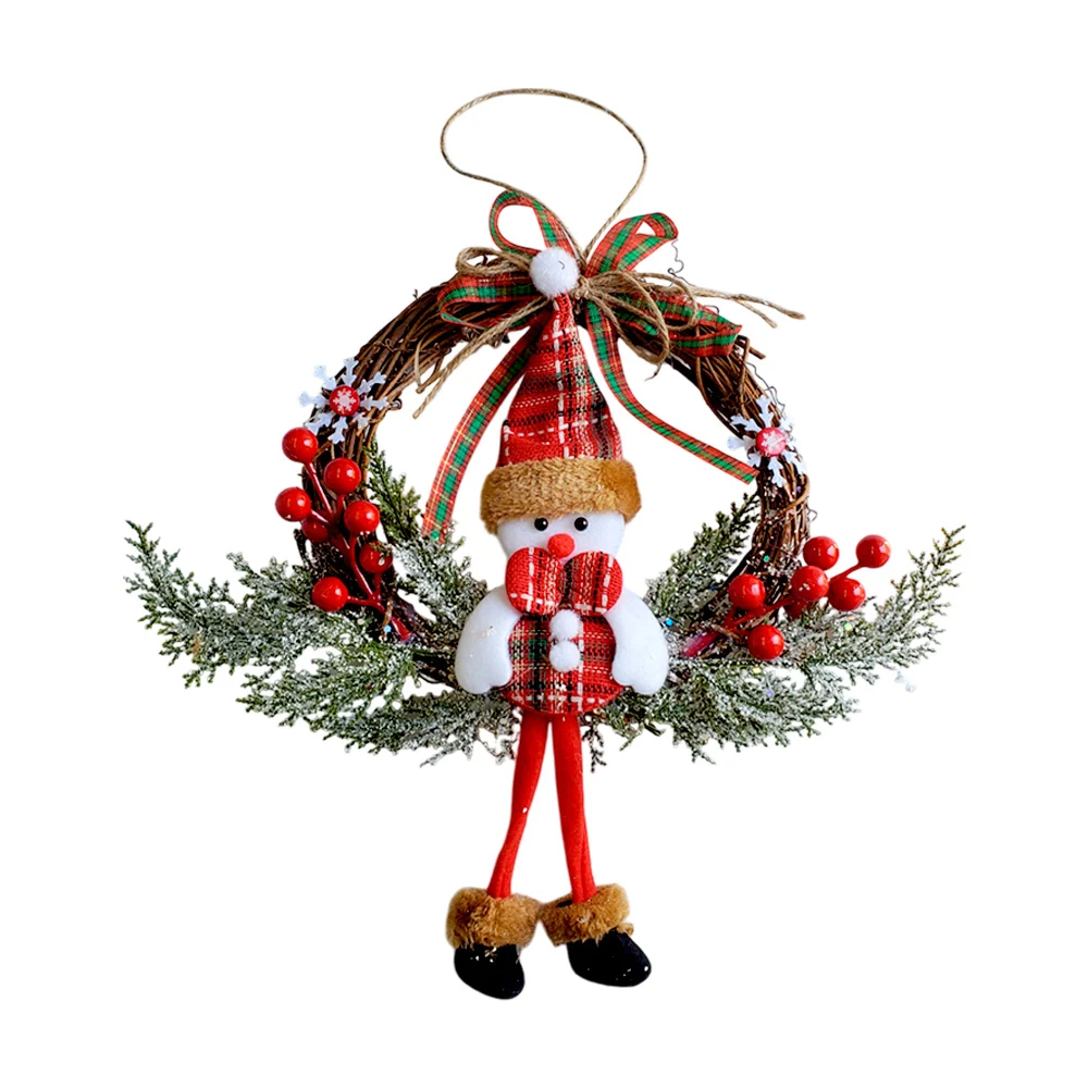Corona navideña de ramas secas con muñeco y moño, para decorar puertas, 20cm, variedad de modelos / lu3262
