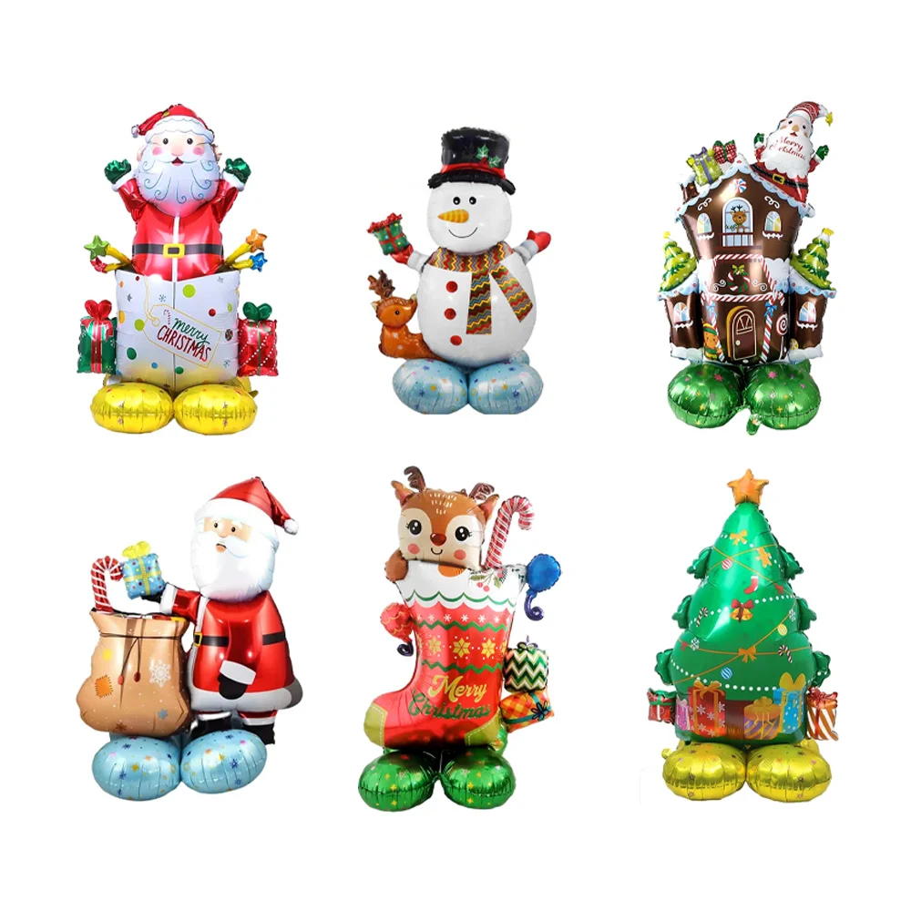 Juego de 2 globos metálicos con diseño base tipo trébol y figura navideña en tamaño grande, variedad de diseños / lu3283