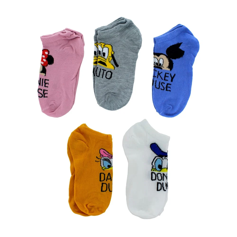 Paquete 5 pares de calcetines con estampado de mickey mouse y sus amigos, variedad de colores y diseños / lu3306 / lu3305