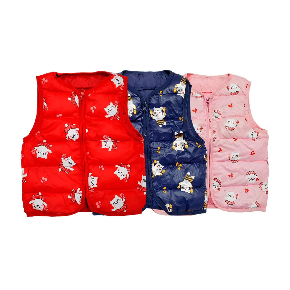 Chaleco acolchado impermeable infantil con estampado de osos o gatos, variedad de colores / yq202201