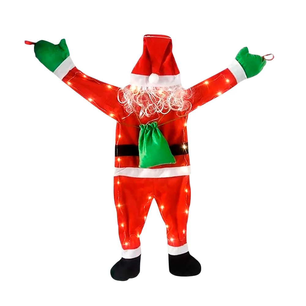 Adorno decorativo de santa claus con serie led de luz cálida para ventana o puerta, 110cm / lu3645