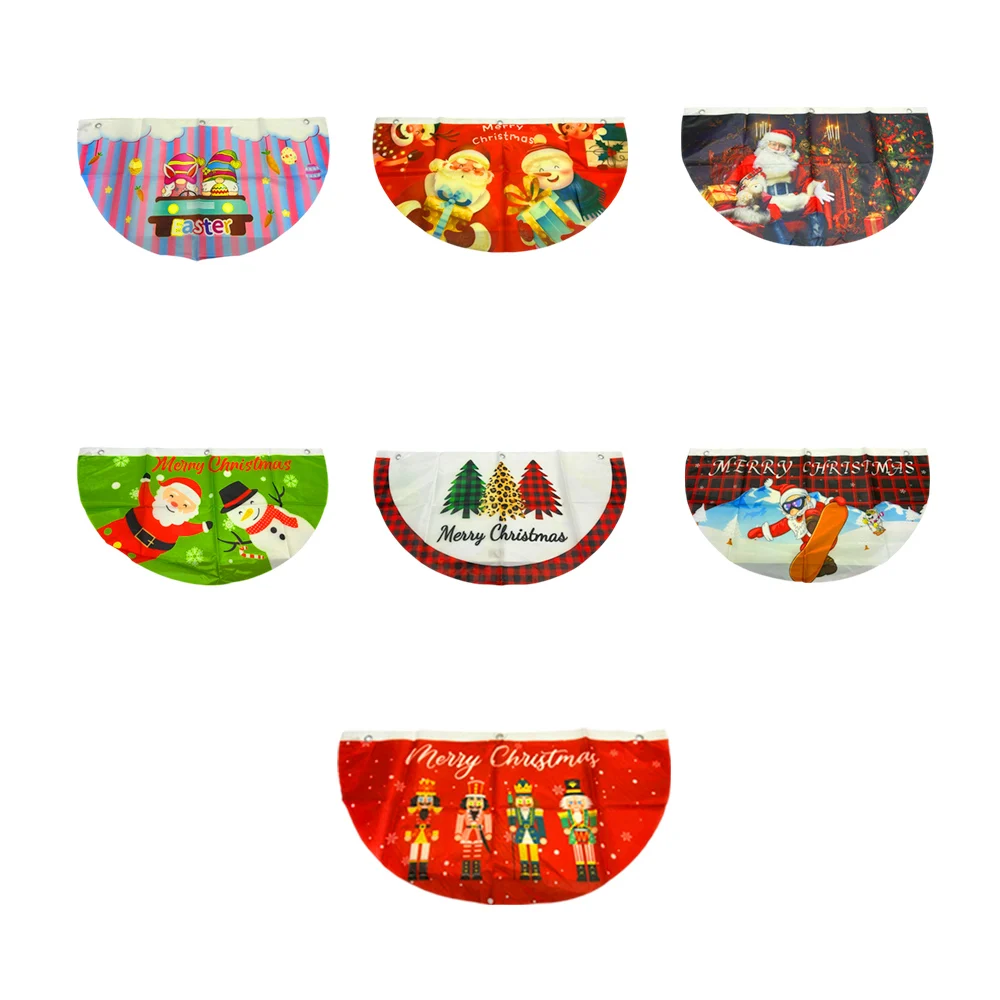 1pza Cartel banner en forma de media luna con estampado navideño, 88x45cm / merry christmas / lu3658