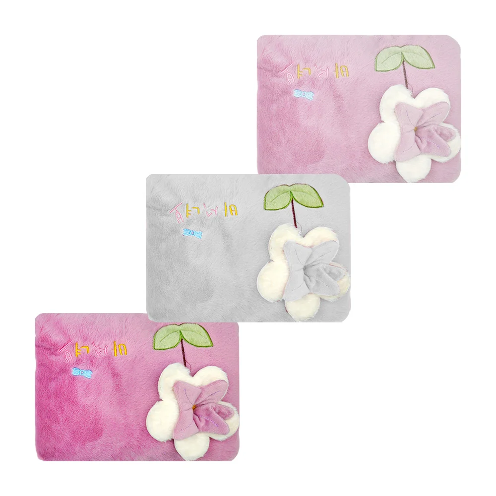 Cojín almohada afelpado calientamanos con bolsa de agua caliente y diseño de flor, 20x25cm, variedad de colores / lu4184