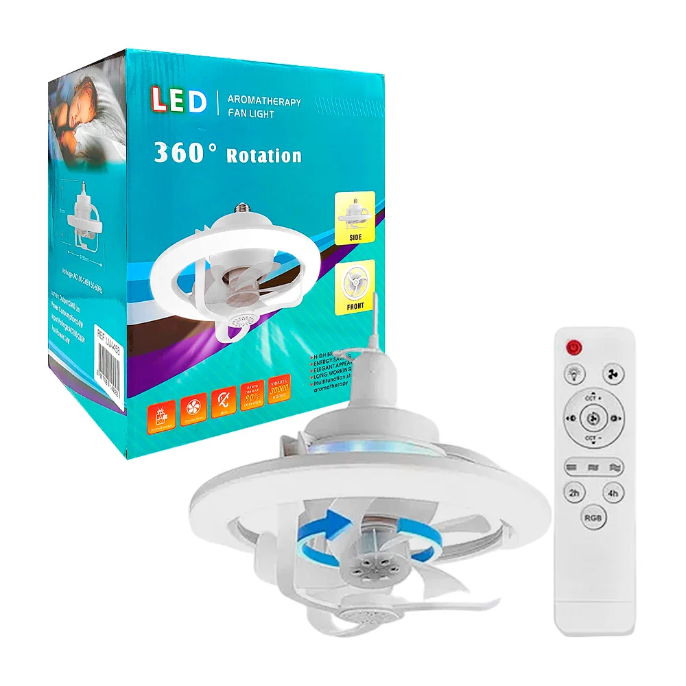 Lámpara led de techo con luz blanca - cálida y rgb + ventilador, 2400 lúmenes, 280x185mm / 360° rotation / lu4458 / lu4151