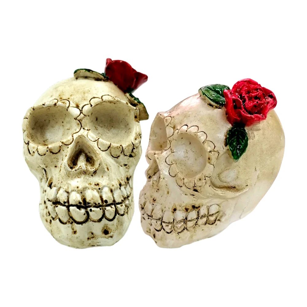 Mini lámpara decorativa en forma de calavera con rosa, 7x6cm / lu5835