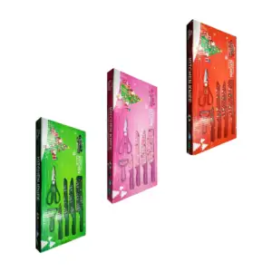 Set de cocina con temática navideña, 4 cuchillos, tijeras y pelador, …
