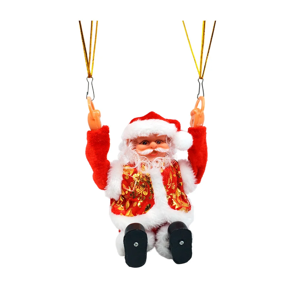 Figura navideña colgante musical con diseño de santa claus con paracaídas multicolor, 40cm / lu5864