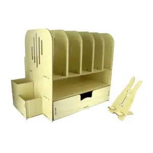 Organizador grande multifuncional de madera con variedad de compartim…