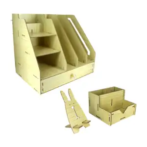 Organizador grande multifuncional de madera con variedad de compartim…