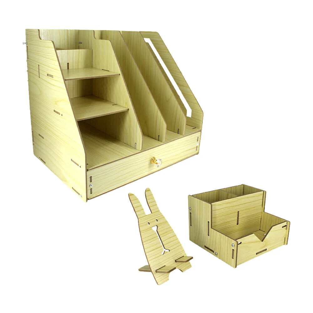 Organizador grande multifuncional de madera con variedad de compartimentos / lu6006