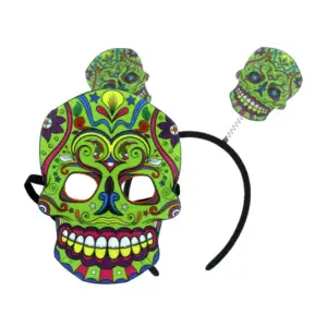 Máscara calavera y diadema con resortes de calaveita, variedad de dis…