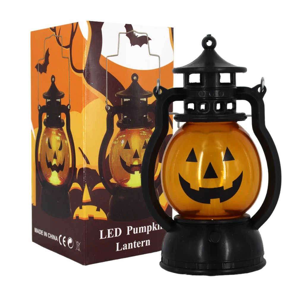 1pza Mini candelabro de luz cálida con diseño de calabaza para decoración de halloween / led pumpkin lanern lu6297
