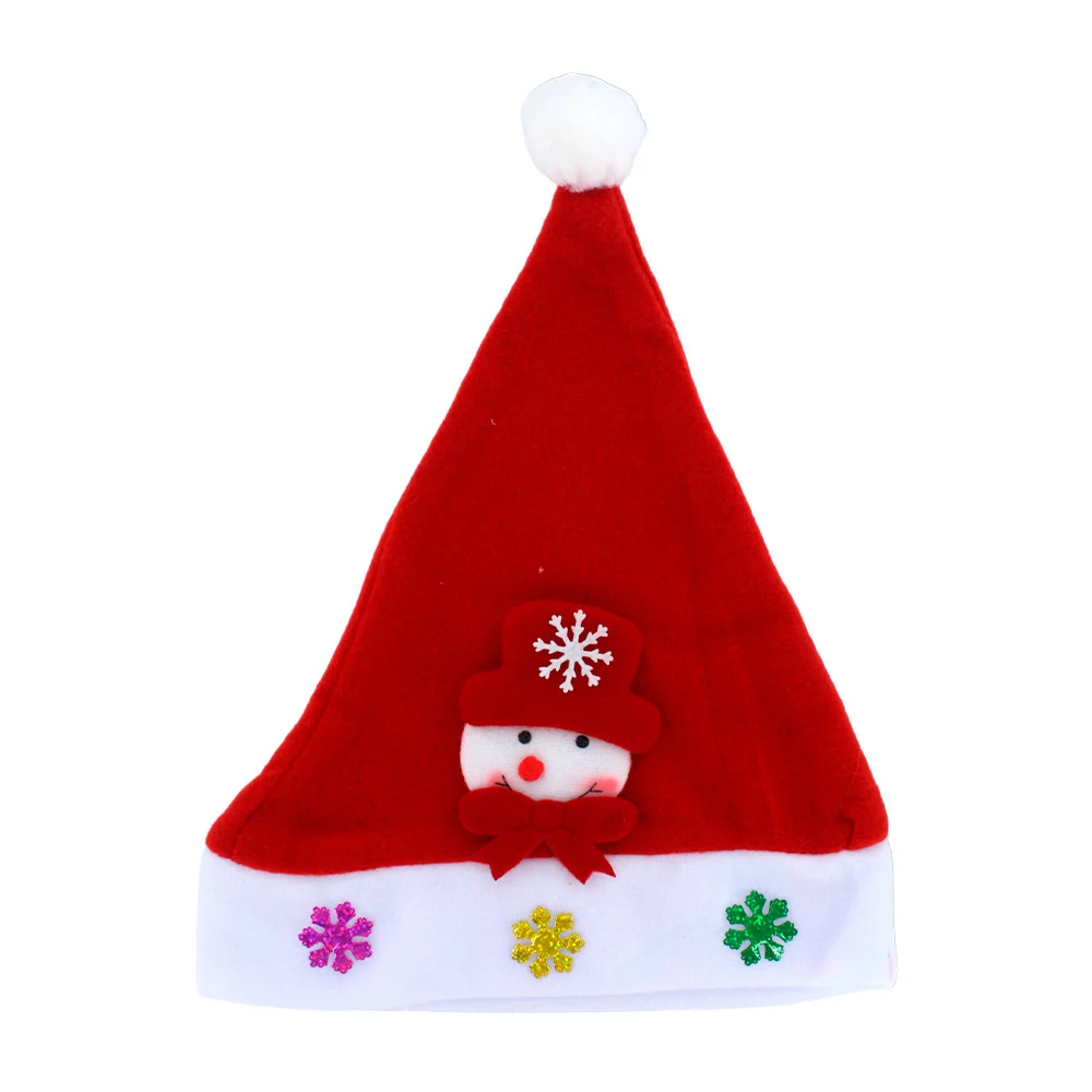 1pza Gorro navideño afelpado punta de pompón con diseño de personaje navideño y copos de nieve / lu6331 / lu6523 / lu3156 / lu3157