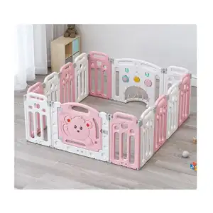 Corral rectangular grande para bebé plástico rígido con diseño de oso…