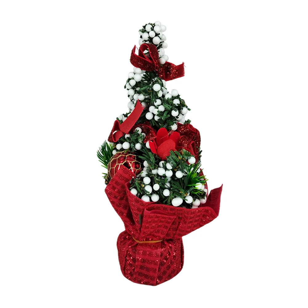Mini árbol / pino de navidad con base de cuadros, bolitas de unicel y esferas, 20cm, variedad de modelos