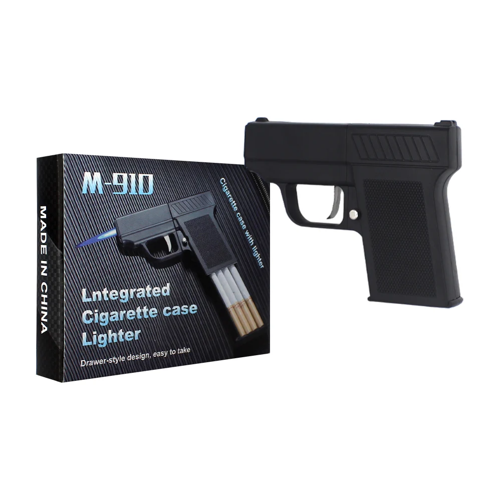 Cigarrera con encendedor de resistencia recargable en forma de pistola / m-910
