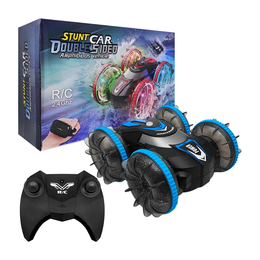 Carro stunt car acrobático a control remoto y pulsera inductiva con rotación 360° y luz, variedad de colores / double sided / bg006
