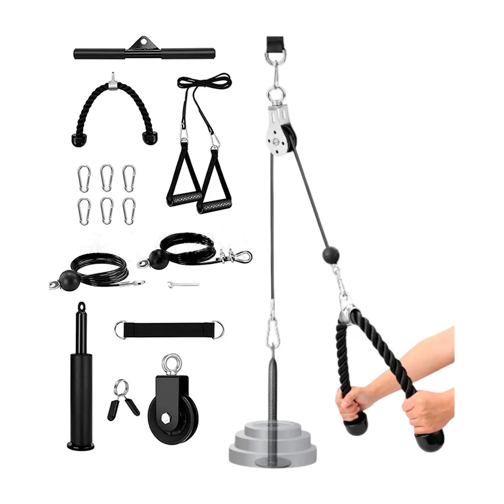 Sistema para hacer ejercicio, con polea, cable, sujetador, ganchos, herramienta y pinza de presión pequeña, variedad de usos / lu7313