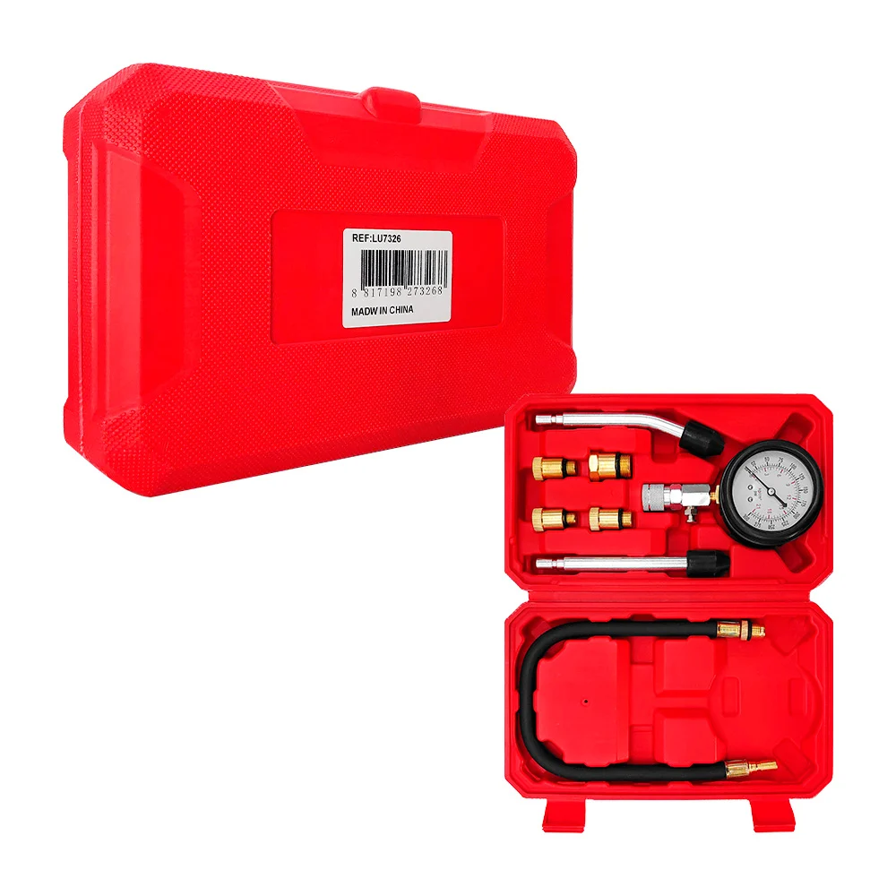 Kit para coche, medidor de compresión para motor, con medidor de psi, adaptadores tórnicos y manguera conectora / lu7326