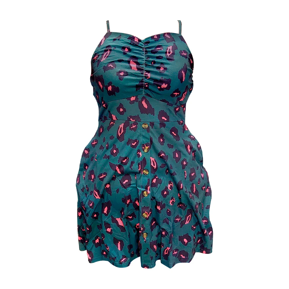 Vestido corto de tirantes con estampado de animal print, variedad de colores / lu7427
