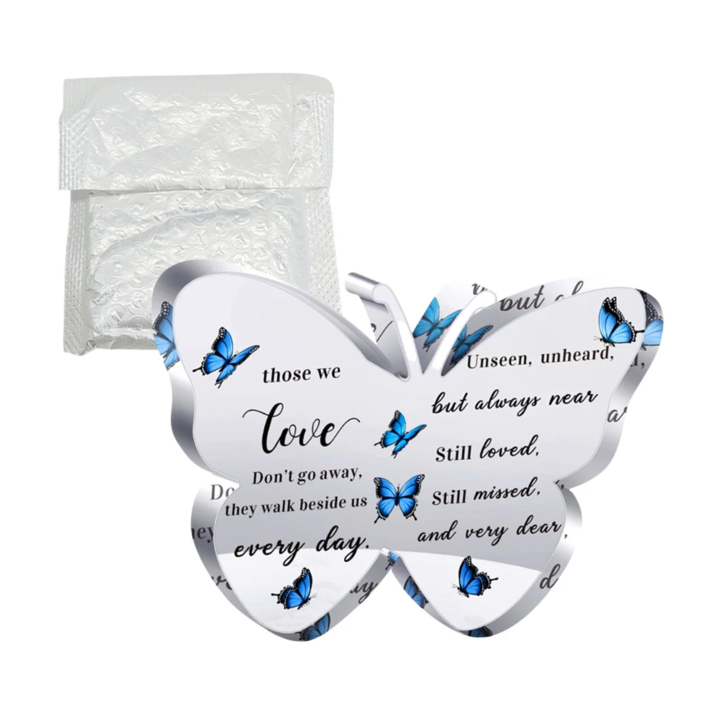 Decoración de mariposa transparente con estampado de mariposas pequeñas y frases de conmemoración / lu7428