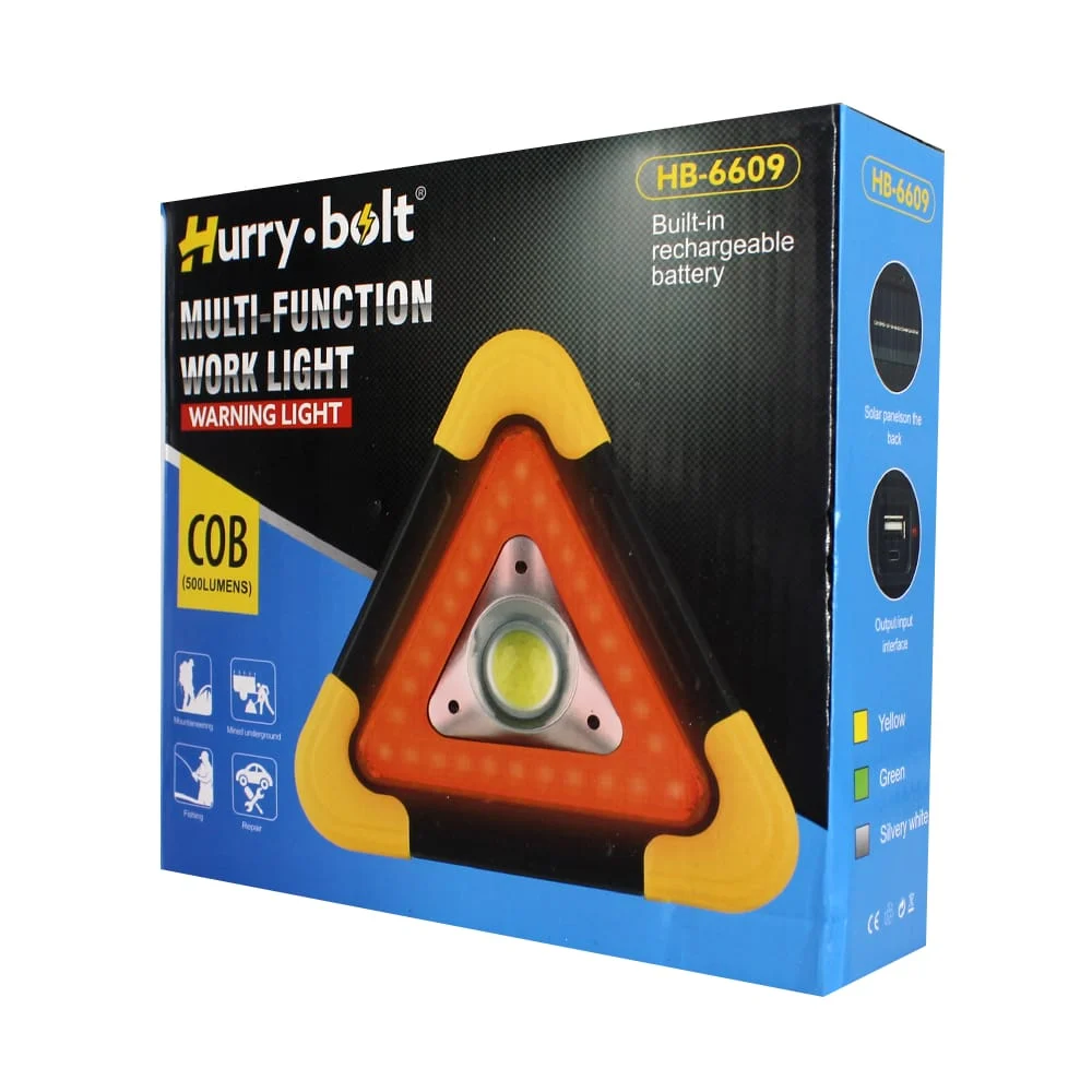 Iluminación de trabajo en forma triangular para alertar de peligro con 5 modos de luz multifuncional hurry bolt, variedad de colores / hb-6609