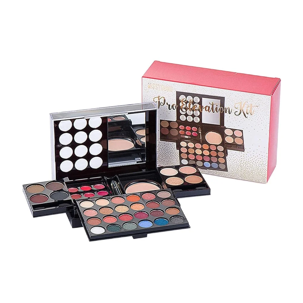 Caja pequeña de maquillaje profesional con sombras, rubor, delineador, pinta labios y espejo con aplicadores miss Young pro makeup kit / pd-2644