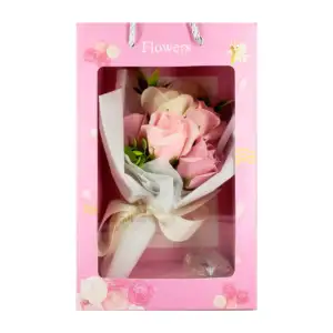 Bolsa de regalo con ramo de rosas artificiales + mini serie led, vari…